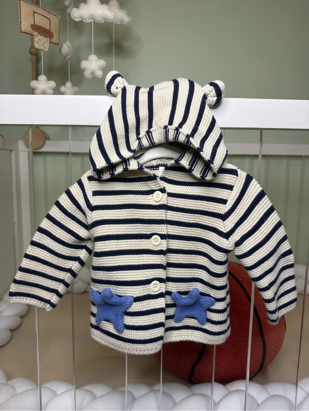 GAP Baby Cream and Navy Striped Knit Sweater
